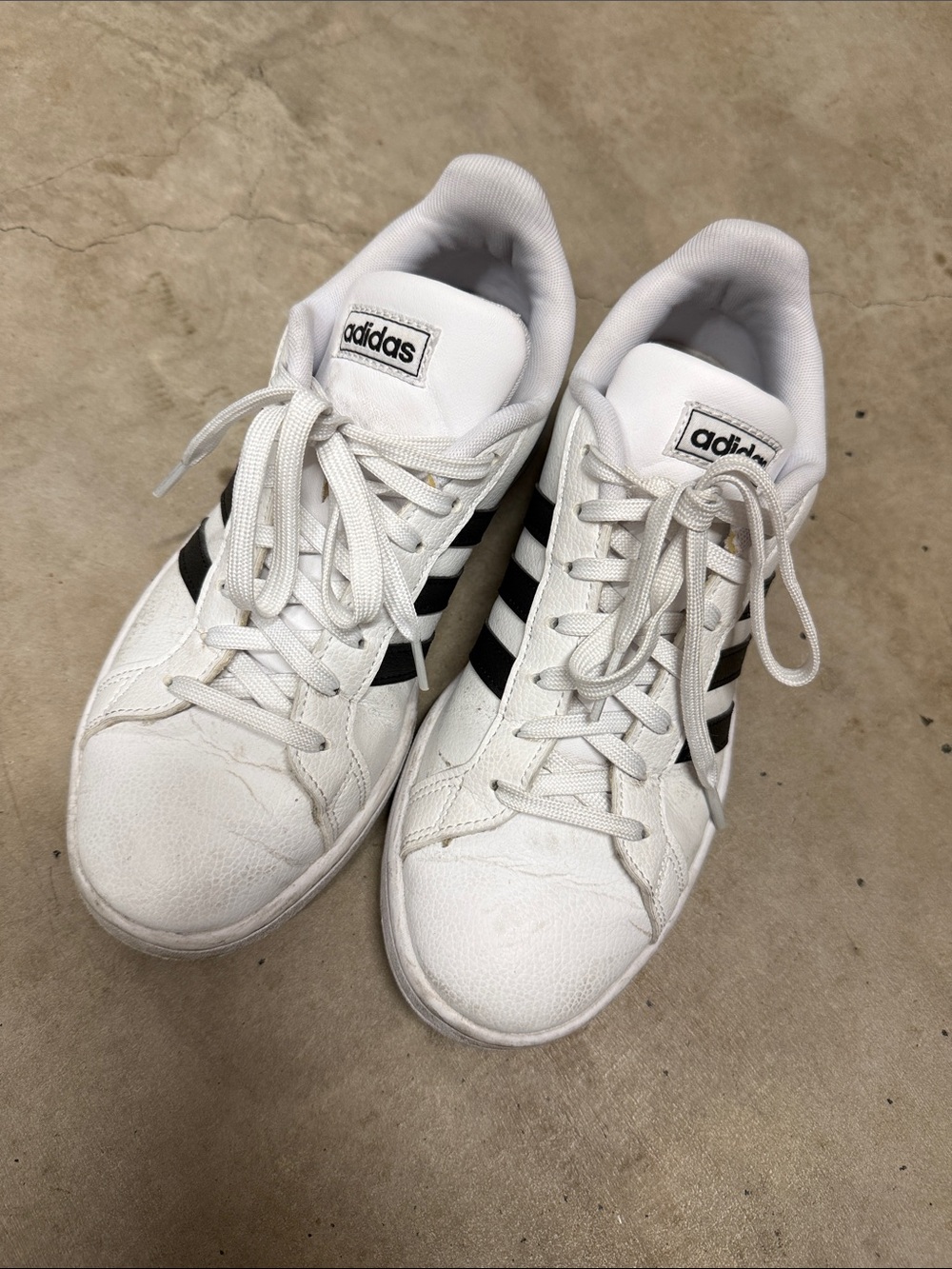 adidas White Sneakers with Black Three-Stripes